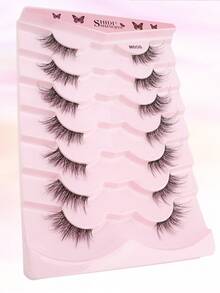 SHIDISHANGPIN 7 Pairs Natural Spiky Half-Length Cat Eye Long 3/4 Tail Clear Stem False Eyelashes, Suitable For Women And Wives For All-Day Wear - View 6