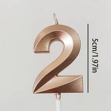 HIBIRTH 1件創意玫瑰金歌劇風數字生日蠟燭 蛋糕裝飾 0-9 數字 生日週年願望慶祝派對烘焙配件 - 查看 5