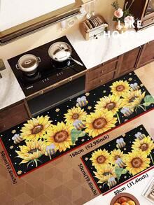 1/2pcs Autumn Floor Mat, Vintage Sunflower Pattern, Diatomaceous Earth Mat, Super Absorbent, Non-Slip, Perfect For Bathroom, Kitchen And Dining Room, Quick Drying, Perfect Gift For Home Decor And Bathroom Mat, Holiday Gift! - Multicolor - View 17
