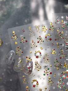 Christmas Nail Stickers Luxury Crystal Rhinestone Cartoon Bear Tree Apple Adhesive Backing Nail Art DIY New 3D Nail Decoration - Multicolor - View 5