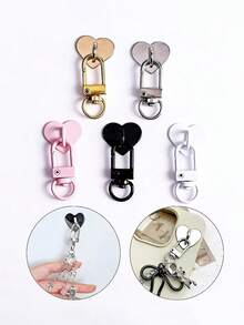 Heart‑Shaped Adhesive Phone Case Hook, Rotatable Lobster Clasp DIY Paste‑On Hanger, Universal Phone Chain Wrist Strap Charm Accessory For Decorating Phone Cases - Multicolor - View 1
