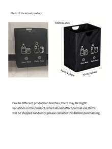 Extra Large Soft Handle Large Capacity Sorting Trash Can With Foldable Storage Bag, Holds Up To 60 Bottles, Suitable For Kitchen, Home And Office Waste Management - Multicolor - View 8