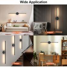 2pcs Black/Gold Battery Powered Wall Lights, 3000/4000/6000K With Remote Control And Timer Function, 71.88cm Dimmable LED Wireless Wall Lights, Suitable For Living Room, Bedroom, Hallway, Hotel And Home Decor - Multicolor - View 8