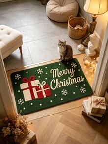 1pc Green Christmas Gift Pattern Doormat, Christmas Gift, Door Mat, Small Rug, Welcome Mat, Carpet, Floor Mat, Outdoor Door Mat, Kitchen Rug, Home Decor, Front Door Mat, Area Rug, Outdoor Mat - Multicolor - View 3