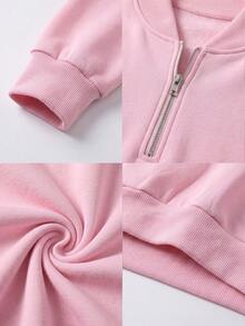 Cardigan Kasual Wanita Berkerah dengan Lapisan Bulu dan Resleting, Saku, Ukuran Besar, Cocok untuk Aktivitas Sehari-hari di Musim Gugur/Dingin, Pakaian Musim Gugur/Dingin, Baju Musim Dingin, dan untuk Keluar Rumah - Berwarna merah muda - View 8