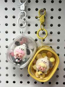1 Set Transparent Macaron Storage Bag Pendant, Flocked Doll Keychain, Fashion Spring Clip, Bag Decoration, Portable Decor, Birthday Gift For Girls, Party Favor - 1PC - View 6