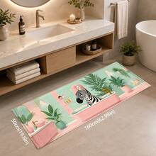 1pc Zebra Print Faux Cashmere Kitchen Mat, Absorbent Kitchen Floor Mat, Kitchen Rug, Long Runner Mat, Sink Front Mat, Suitable For Kitchen, Bathroom, Entryway, Hallway, Laundry Room And Home Decor - Multicolor - View 14