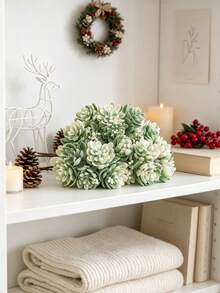 1pc 3.54 Inch Artificial Succulent Plant, Suitable For Home, Wedding, Holiday Decoration, Center Table Decoration, Christmas Decoration, Birthday Gifts, Holiday Party Accessories - White Green - View 8
