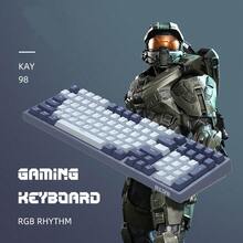 PANDA KYA98 Gaming Office Keyboard, Wired Ergonomic Mechanical Keyboard, Red Switch 98 Keys Fast Trigger, Adjustable Driver USB Interface, RGB Backlight Design, Compatible With Apple/ Systems - View 1