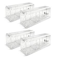 Vandise 4 Pack Humane Mouse Trap, Clear Plastic Live Catch Release Mouse Cage With Stainless Steel Bait Container, Reusable No‑Kill Rodent Traps For Indoor Outdoor Home Kitchen Garage Basement - White - View 1