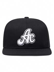 2026 New Fashion Flat Brim Cap AC Embroidered Hip Hop Skateboard Hat Outdoor Sports Sun Hat Daily Commute Decorative Baseball Cap Unisex - Black - View 2