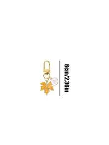 Maple Leaf Garden Decor Pendant, Letter And Maple Leaf Floral Style Keychain, A-Z Design, Handbag Charm, Maple Leaf Bag Decor, Elegant Letter Pendant, Car Accessory, Suitable For Keyring, Bag, Wallet, Gift, Suitable For Girls, Women, Suitable For Birthday, Maple Leaf Festival, Thanksgiving Gift - Multicolor - View 11