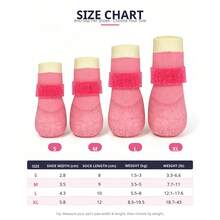 4pcs/Set Pink Ombre Waterproof Dog Shoes, Anti-Slip Paw Protection With Adjustable Strap, Warm & Moisture-Proof For Indoor & Outdoor Small Pets - Multicolor - View 5