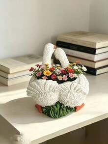 1pc Resin Couple Duck Home Decor Yard Balcony Small Flower Pot Planter - Regular Model - View 10