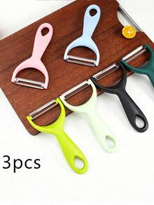 3/1pc Multi-Color Vegetable Peeler Set, Sharp Stainless Steel Blade Potato Peeler, Ergonomic Non-Slip Handle Fruit Slicer, Popular Kitchen Gadget, Durable And Lightweight, Suitable For Peeling Apples, Carrots, Cucumbers - Multicolor - View 13