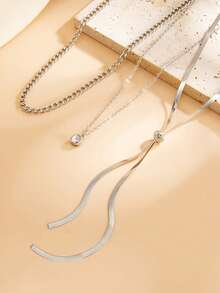Hip Hop Metal Snake Bone Chain Tassel Necklace, Fashionable Luxury Pendant Layered Necklace - Necklace - View 5