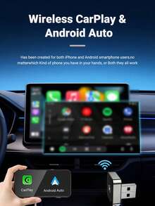 XUDA New CarPlay AI Box Mini Superbox Berkabel ke Nirkabel, Fungsi CarPlay dan Android Nirkabel 2-in-1, Mendukung WiFi 5 2.4-5.0 GHz, Kompatibel dengan 99% Mobil dengan CarPlay dan Android Berkabel - A - View 3