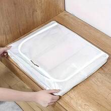 1pc Transparent Clothes Storage Box, Visible Clothing Bag, Foldable Wardrobe Organizer Box, Dorm Cabinet Storage Bin, Home Organization Essential - White - View 6