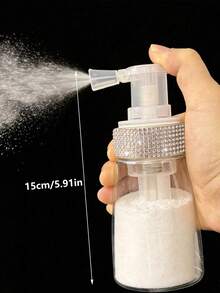 Rhinestone-Decorated Powder Spray Bottle (Suitable For Various Powders, Including Volumizing Powder); Refillable, Transparent, Push-Style Design; Ideal For Home Use And Hair Salons; Perfect For Occasions Like Christmas And Halloween. - Multicolor - View 11
