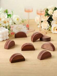 16pcs Wooden Table Number Holders, Wedding Table Number Stands, Semi-Circular Design Table Card Holders, Suitable For Office, Banquet, Birthday Party, Restaurant, Retail Store, Wedding Party, Event Decoration - Multi-color - View 8