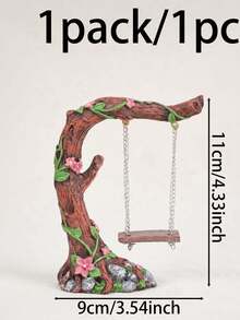 1pc Resin Miniature Tree Branch Swing Ornament, Decorative Mini Swing Statue, Suitable For Succulent Potted Plants, Bonsai, Terrarium DIY, Cute Desktop Decor Prop, Suitable For Dollhouse Scene Setup, Home Office Desktop Decoration, Fairy Garden Accessory, Flower Pot Styling Decoration - Multicolor - View 9