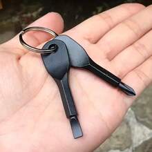 2pcs Screwdriver Set, 2-In-1 Mini Keychain Screwdriver Flat Head & Pocket Key Ring Tool For Glasses And Watch Repair - Screwdriver - View 1