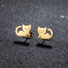 1對臥貓耳釘耳環 不鏽鋼 可愛小貓動物耳飾 女性女孩禮物 - GED629 - 查看 11
