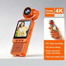 4K Wifi Digital Camera, Dv Camera, 180° Rotating Lens, With Flash, 1080P Ultra-Clear, Motion Stabilization, One-Click Recording/Video Shooting, Wifi Mobile Phone Connection, Equipped With 64Gb Sd Card - View 5