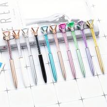 Random 1/6pcs Creative Large Diamond Ballpoint Pens, 1.0mm Tip, Black Ink, Suitable For Weddings, Offices And Holiday Celebrations. Writing Neutral Pens, Office Supplies, Back To School Gifts - A - View 2