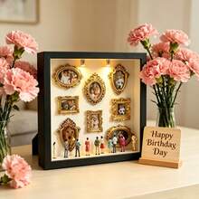 1 Set DIY Mini Museum Shadow Box - Celebrate Your Precious Memories In A Unique Way, With Customizable Photo Display And Miniature Figurines Shadow Box Frame Kit (Non-Electric) Personalized Unique Souvenir Decor, Halloween/Christmas Gift/Home Decor - 7 Inches Square - View 9