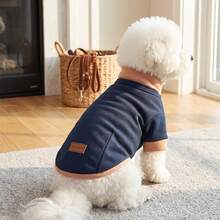 قطعة واحدة هودي للكلاب، ملابس منزلية بسيطة يومية للحيوانات الأليفة، طبقة أساسية من الصوف الناعم برقبة عالية للخريف/الشتاء، مناسبة للكلاب الصغيرة/المتوسطة، الجراء، القطط، للاستخدام الخارجي والداخلي في الطقس البارد - الأزرق - مشاهدة 7