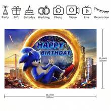 Sonic لافتة خلفية بتصميم دائرة ذهبية بموضوع سونيك لحفلات الأطفال. مناسبة لحفلات أعياد الميلاد. خيار مثالي لديكور الجدران بموضوع معين، أنشطة الاحتفالات، إعداد الغرف وديكورات العرض. - متعدد الألوان - مشاهدة 11