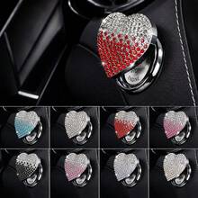 Heart-Shaped Sparkling Car Engine Start/Stop Button Cover, Rhinestone Diamond Ignition Switch Protective Cover, Universal Car Interior Decoration Accessory, Suitable For Women - Heart-shaped Decorative Stickers - View 6