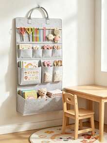 1pc Felt Hanging Storage Organizer Bag, Wall-Mounted Multi-Pocket Storage Bag, Suitable For Baby Room And Children's Room Miscellaneous Items Storage - Multicolor - View 6