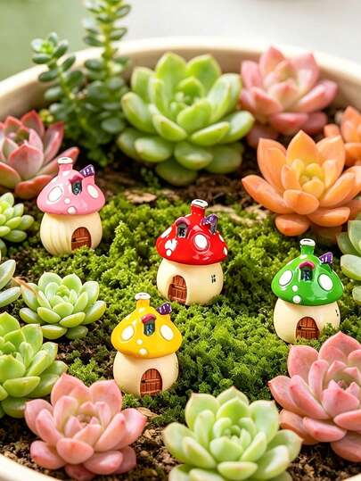 8/4/1pc Mini Mushroom House Fairy Garden Accessories, Moss Miniature Landscape Decor, Fairy Garden Decoration, Home Miniature Landscape Decor, Micro Landscape Photography Props, Flower Pot, Home Decor, Car Decor, Christmas Decoration, Christmas Gift, Gardening Decor, Christmas Stocking Filler (Adults Only)