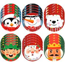 10pcs/60pcs Christmas Paper Plates 7 Inch,Cute Cartoon Xmas Character Dessert Plates With Santa,Snowman,Penguin,Bear,Elf & Nutcracker Pattern,Holiday Tableware For Christmas Party,Winter Festive Dinner Decor Supplies - Multicolor - View 3