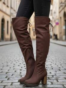 Women Knee-High Boots - Café - View 5
