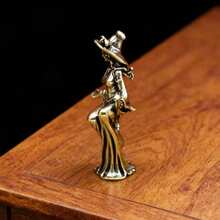 1pc Brass Material Creative Broom Moon Statue Ornament, Suitable For Living Room Desktop Home Decor Wizard Statue - Multiple Styles - View 11