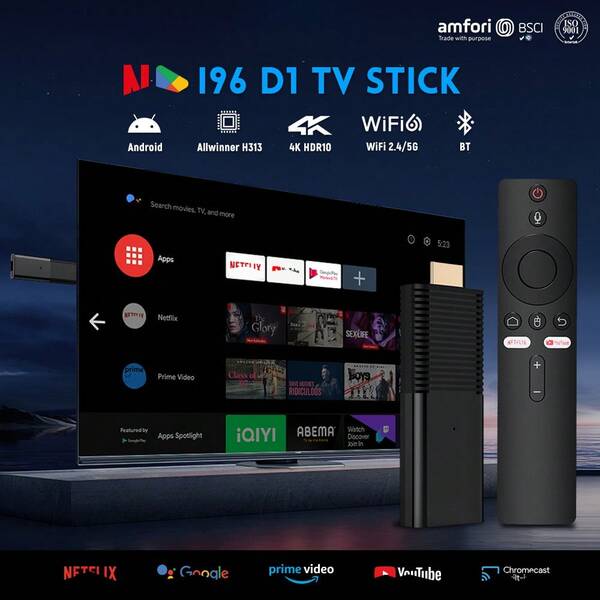 I96 D1 TV Stick, Ultra 4K UHD ATV 2.4G 5G WiFi Asisten Remote Suara Terintegrasi, Android ATV Plug-And-Play Smart TV Stick, Kompatibel Dengan Android TV Stick, TV Dan Proyektor Perangkat Streaming 4K HD, [2GB RAM+16GB ROM]