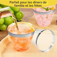 25pcs Reusable ABS Material Silver Rim Glass Acrylic Cups, 250ml, 25 Pack - Multicolor - View 3