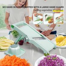 Multifunctional Vegetable Slicer/Cheese Grater With Container, Built-In Blades, Easy Slicing And Shredding, With Hand Guard, Adjustable Thickness - Multicolor - View 10