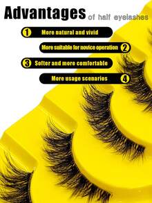 10 Pairs Half False Eyelashes Natural Makeup Look Cat Eye Cartoon Style Clear Band Short Soft Thin Fluffy Faux Mink Outer Corner Lash Extensions - Black - View 4