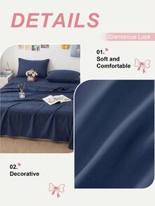 HONEYMOON 1pc Ultra Soft Solid Color Bed Sheet, Lightweight As A Cloud, Soft And Breathable, Suitable For All Bed Sizes - Twin, Full, Queen, King. Machine Washable, Essential For Home And Student Dorms, Back To School Must-Have, Royal Blue - Royal Blue - View 4
