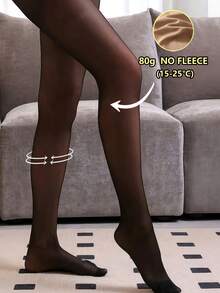 1pc Women's 80g Lint-Free Shiny Black Tights, High Elasticity Slim Fit, Suitable For Business, Daily, Party, Dating Wear - Black - View 4