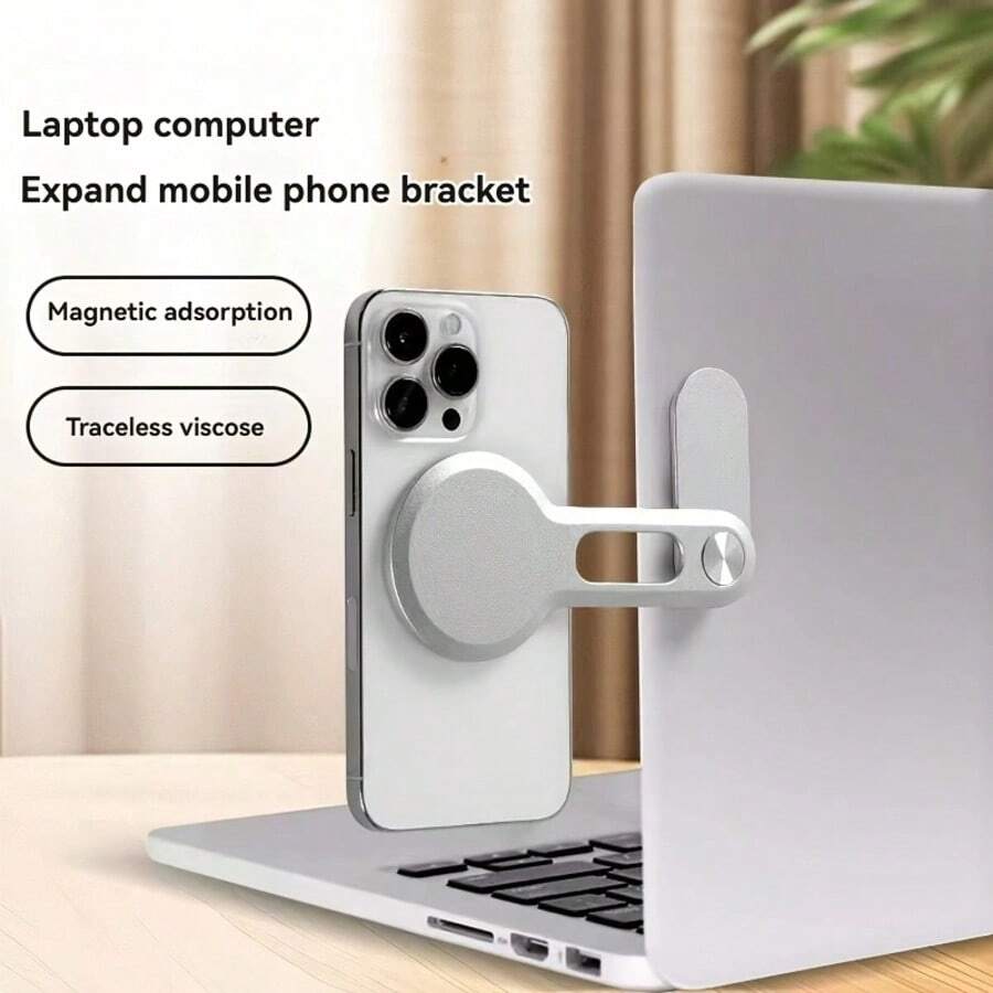 Dudukan Ekspansi Laptop dengan Magnet, Braket Ekstensi Paduan Aluminium untuk Komputer dan Ponsel - Perak - View 1