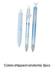1pc/3pcs Ocean Heart Neutral Pen, Fresh And Beautiful Gradient Sea Salt Blue Shell Fish Tail Retractable Pen AS Double Pearl Black Ink - Ocean Series - View 6