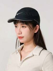 Topi Baseball Nike Nyaman dan Bernapas, Lembut, dengan Desain Patchwork, Serbaguna, Unisex, Hitam - Hitam - View 1