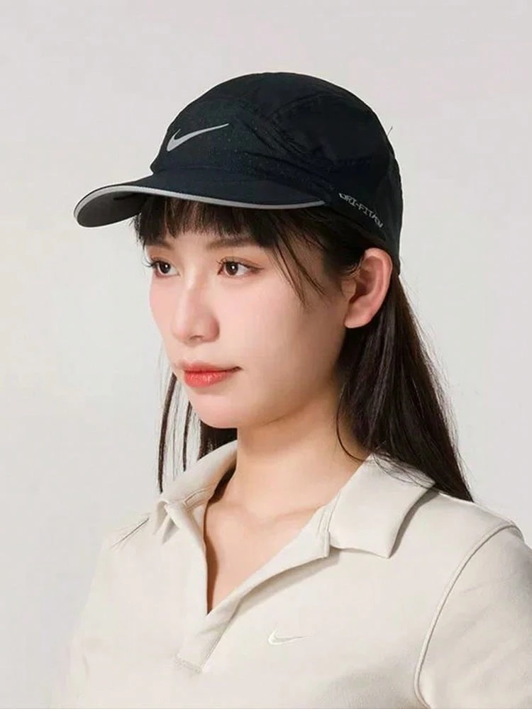 Topi Baseball Nike Nyaman dan Bernapas, Lembut, dengan Desain Patchwork, Serbaguna, Unisex, Hitam - Hitam - View 1