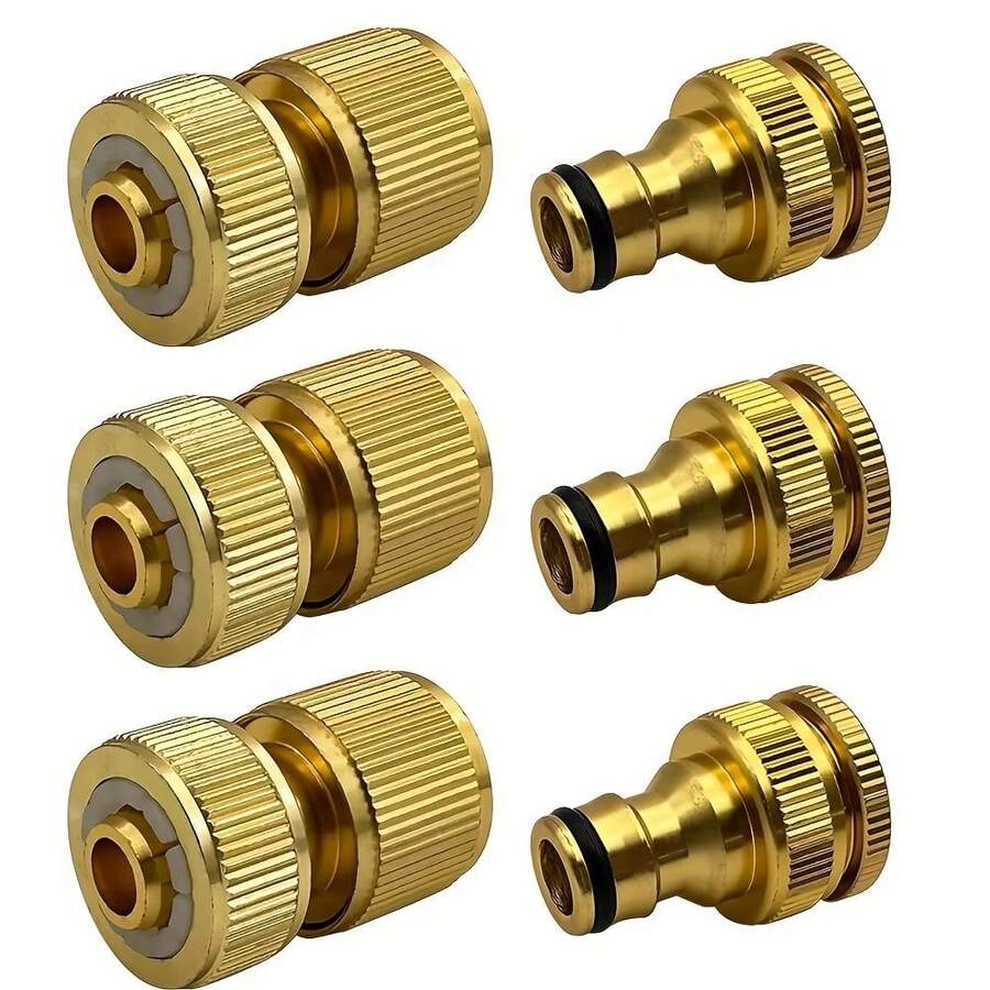 EU Standard Aluminum Hose Connector Set - 1/2'' & 3/4'' Tap Fitting + 1/2''(13-16mm) Quick Connect For Garden Pipes - A - View 1