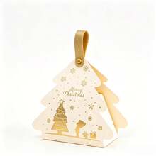 OBOVAY 10pcs Christmas Tree Shaped Gift Boxes With Handles - Compact And Portable Paper Gift Boxes/Bags, Suitable As Holiday Party Favors And Christmas Tree Decorations - Burgundy - View 4